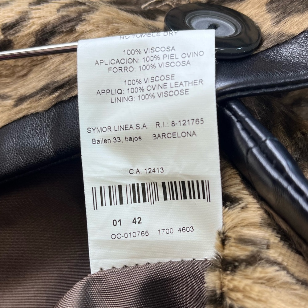 DESIGNER JAVIER SIMORRA BARCELONA COAT BUTTON UP Cheetah Print WAIST BELT SIZE 8 - Picture 10 of 10